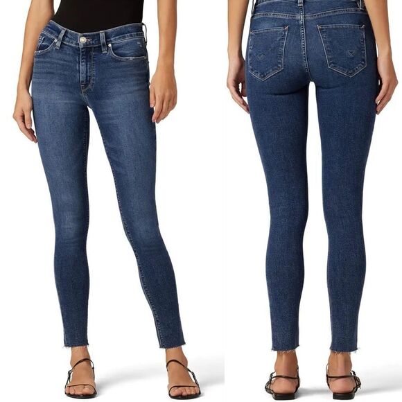 HUDSON Nico in Sio Midrise Super Skinny Raw Hem Denim Blue Jeans Sz 25 - Picture 1 of 10